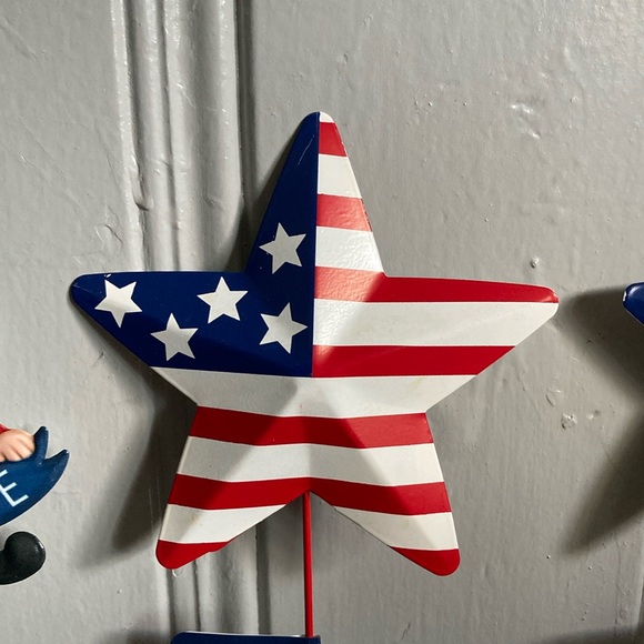 NWT- Set of 5- Welcome Gnomes & 3 Patriotic Stars 🇺🇸 Metal Yard Stakes - Picture 5 of 17